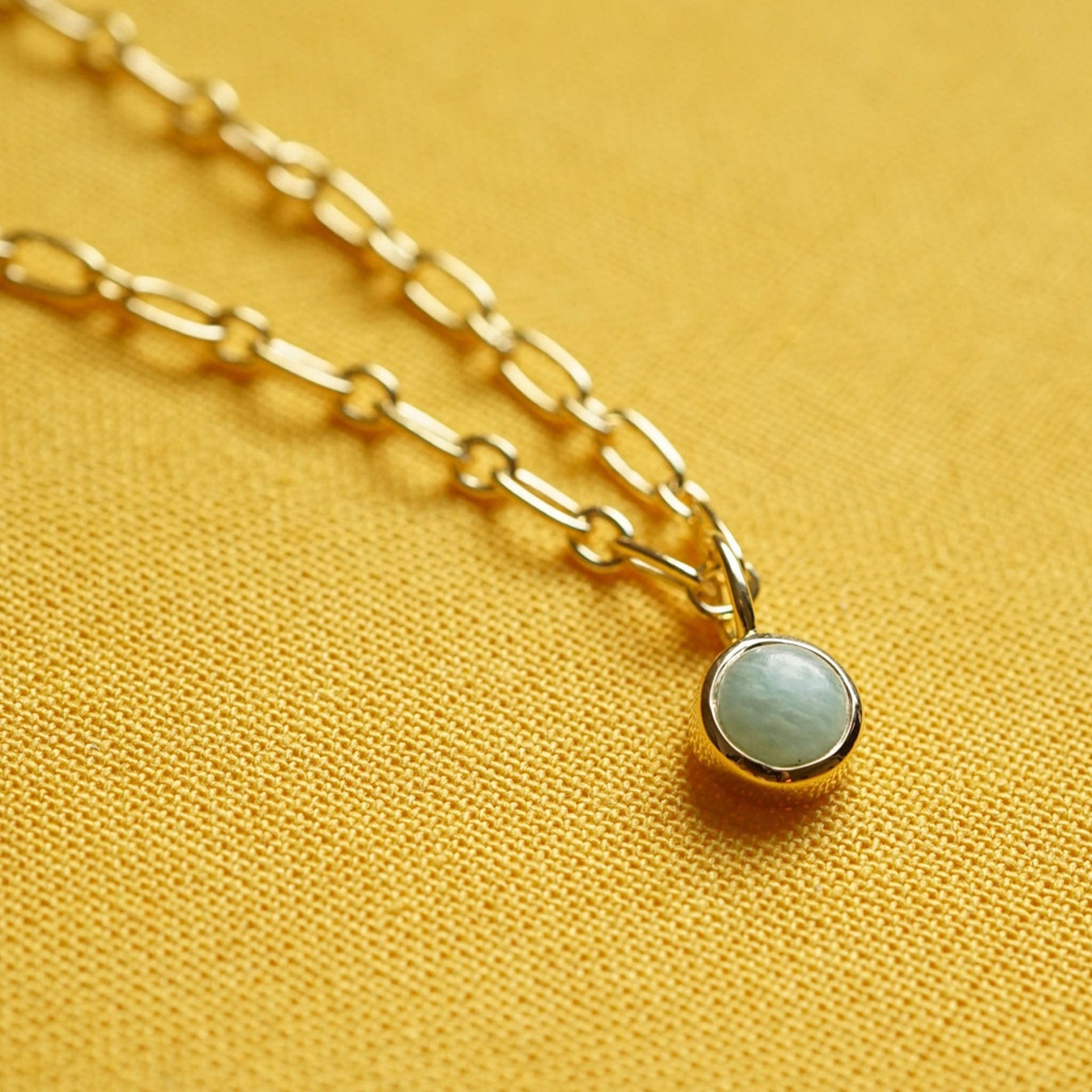 Amazonite Chunky Healing Stone Necklace 18ct Gold Plate