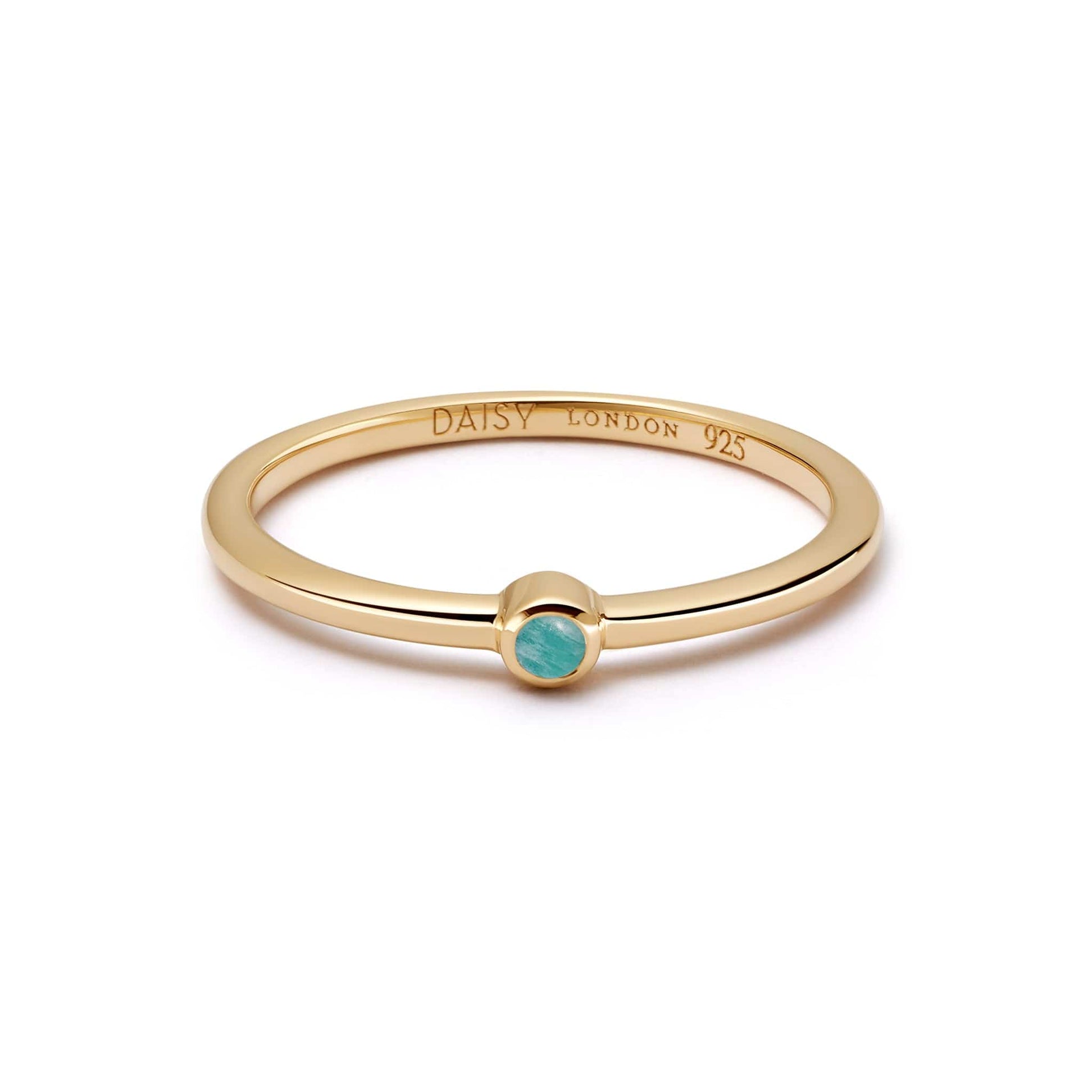 Amazonite Healing Stone Ring 18ct Gold Plate