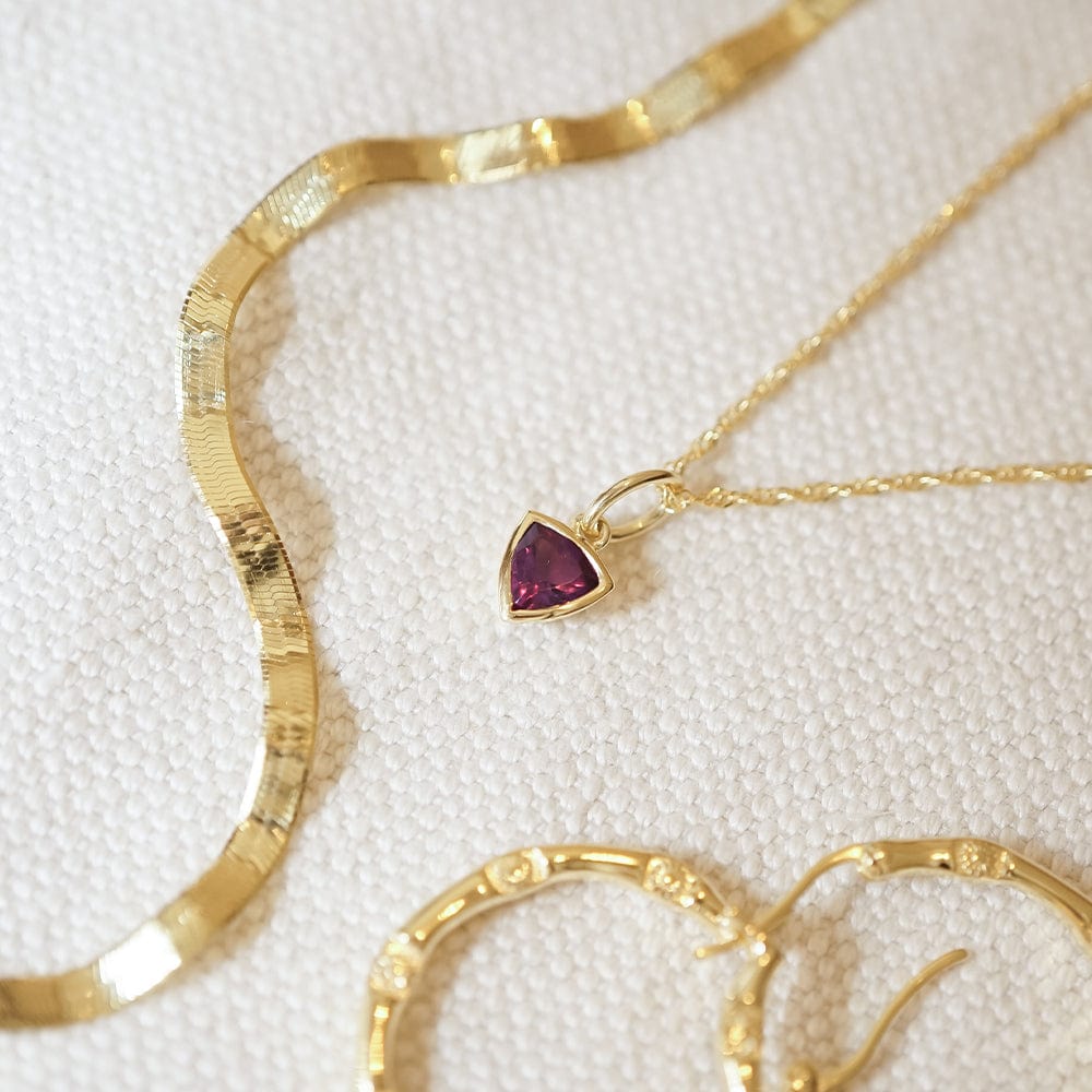 Amethyst February Birthstone Charm Necklace 18ct Gold Plate