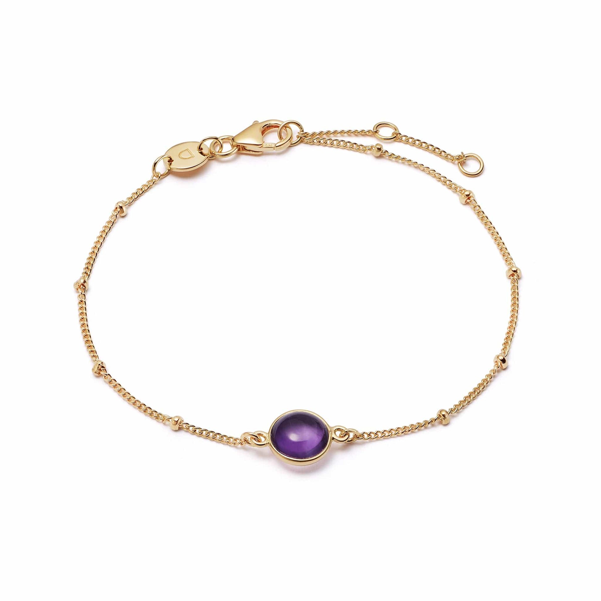 Amethyst Healing Stone Bobble Bracelet 18ct Gold Plate