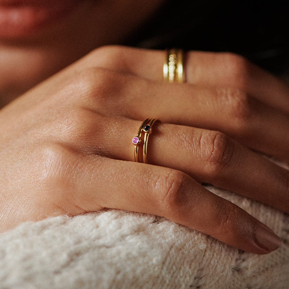 Amethyst Healing Stone Ring 18ct Gold Plate