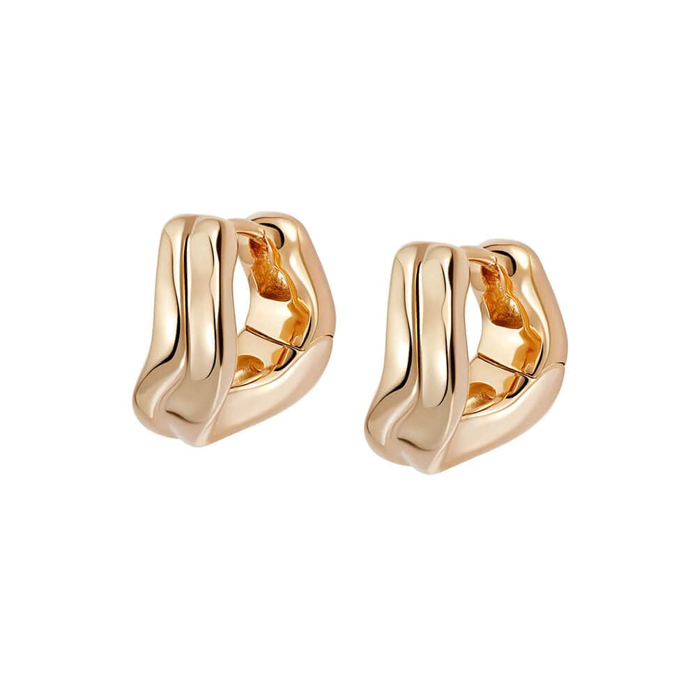 Banded Wave Huggie Earrings 18ct Gold Plate