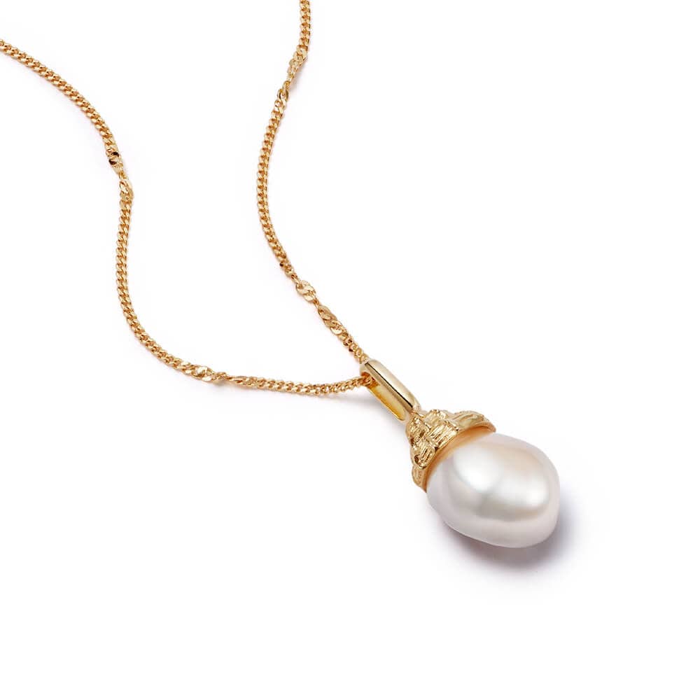 Baroque Pearl Shell Necklace 18ct Gold Plate