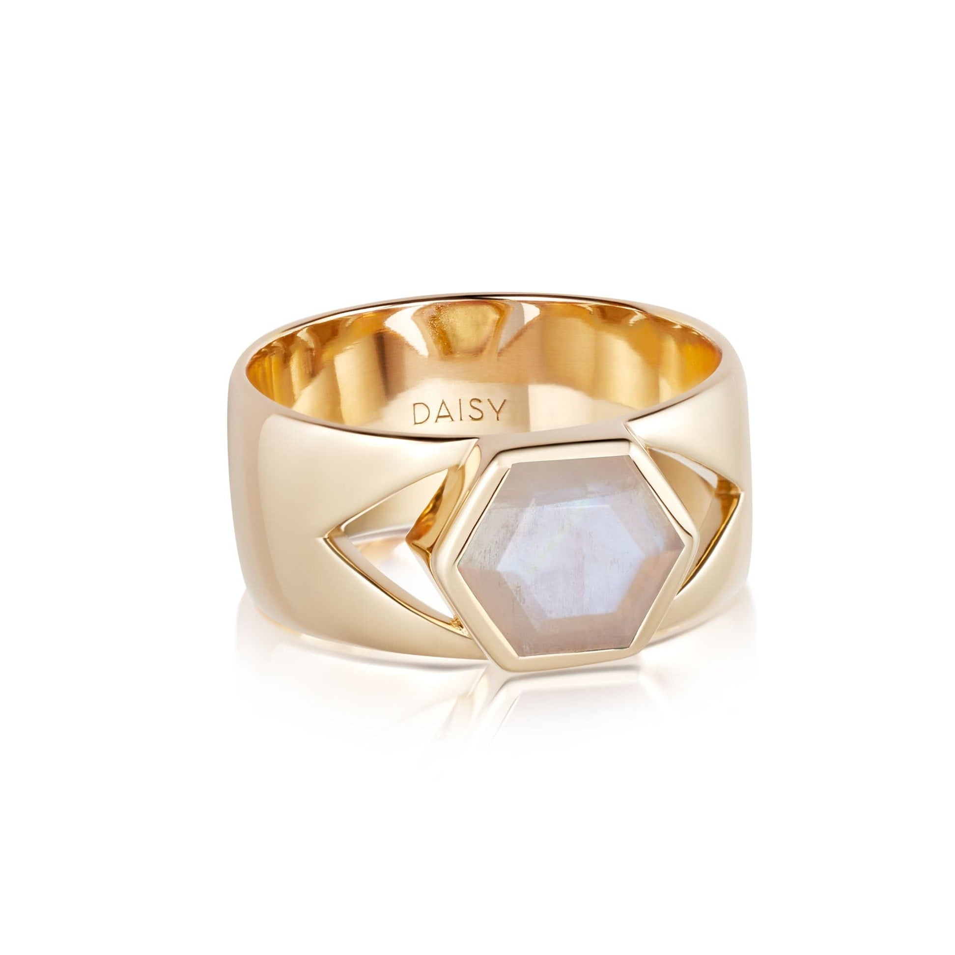 Beloved Bold Moonstone Band Ring 18ct Gold Plate