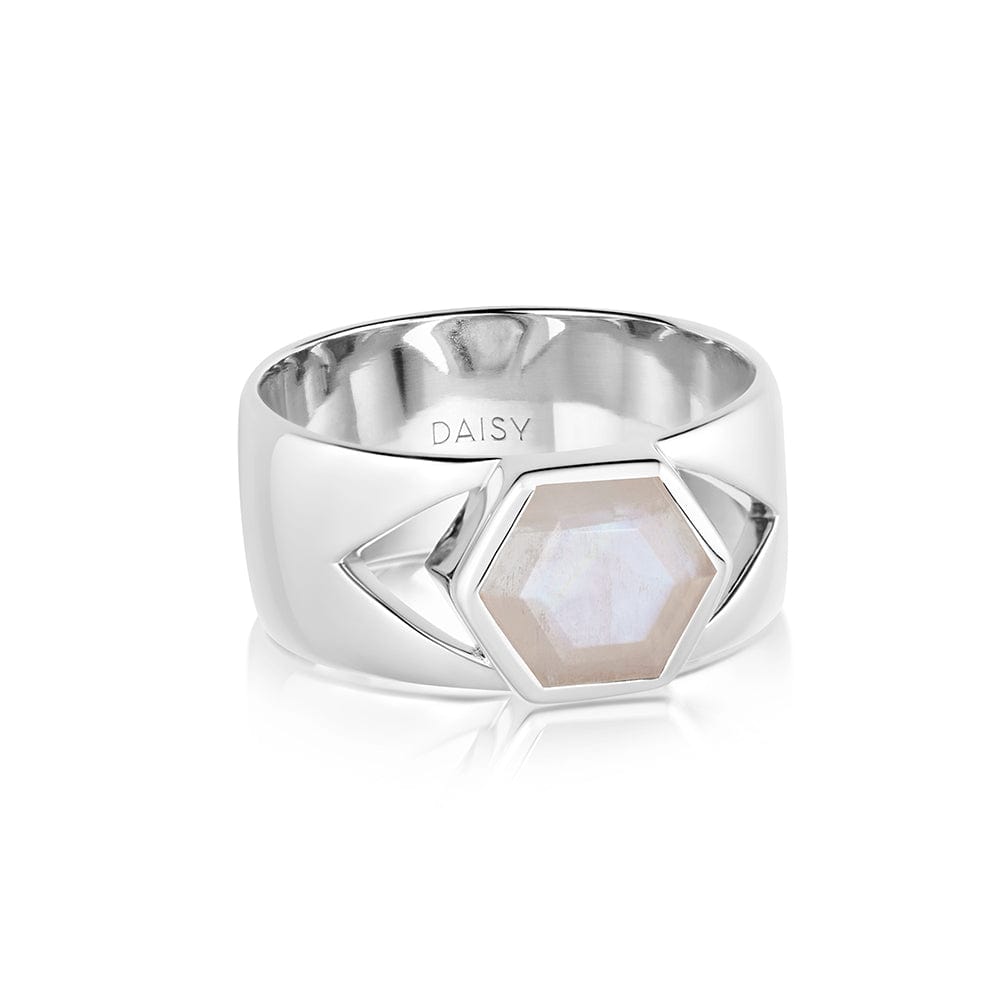 Beloved Bold Moonstone Band Ring Sterling Silver