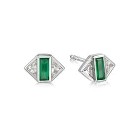 Beloved Green Onyx Stud Earrings Sterling Silver