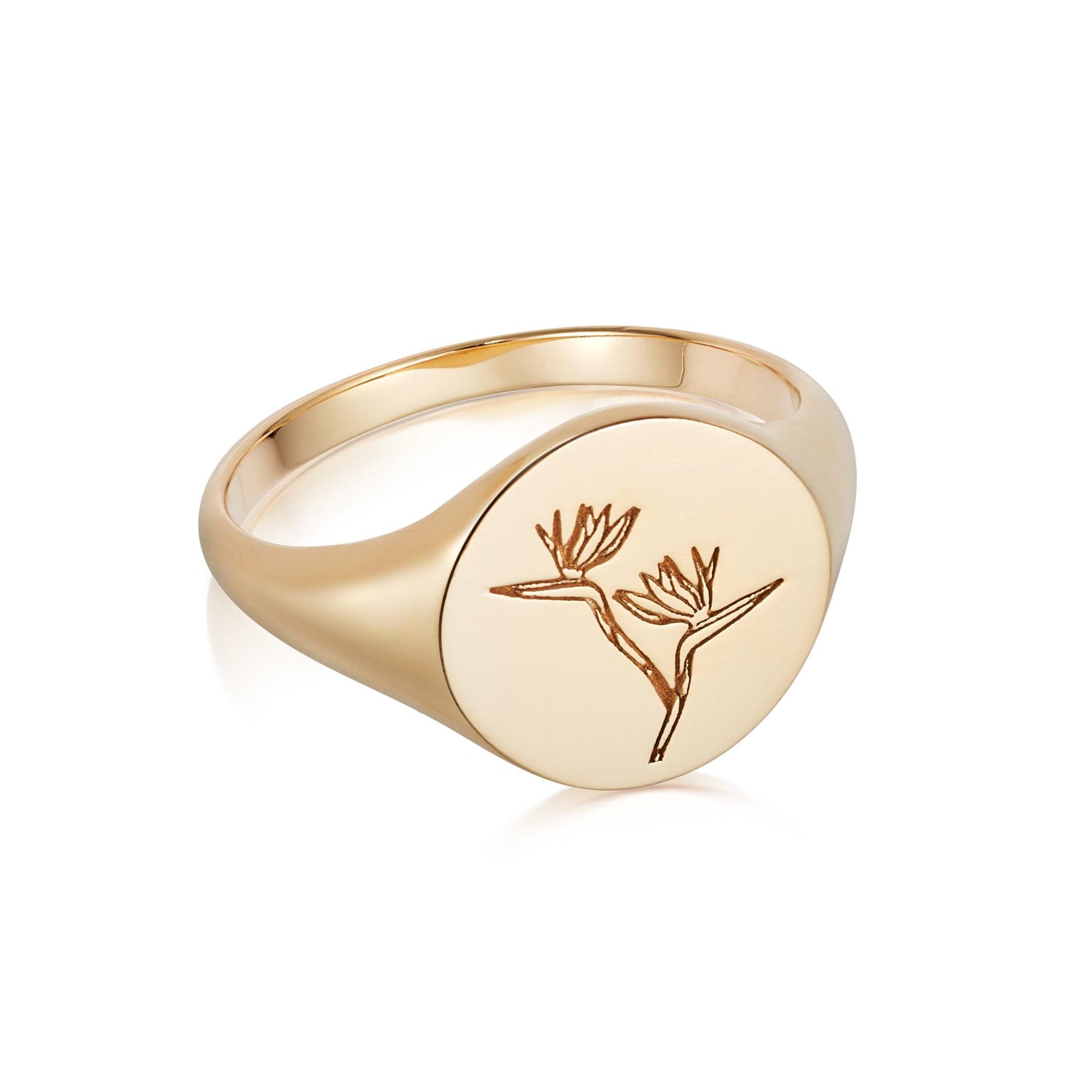 Bird Of Paradise Signet Ring 18ct Gold Plate