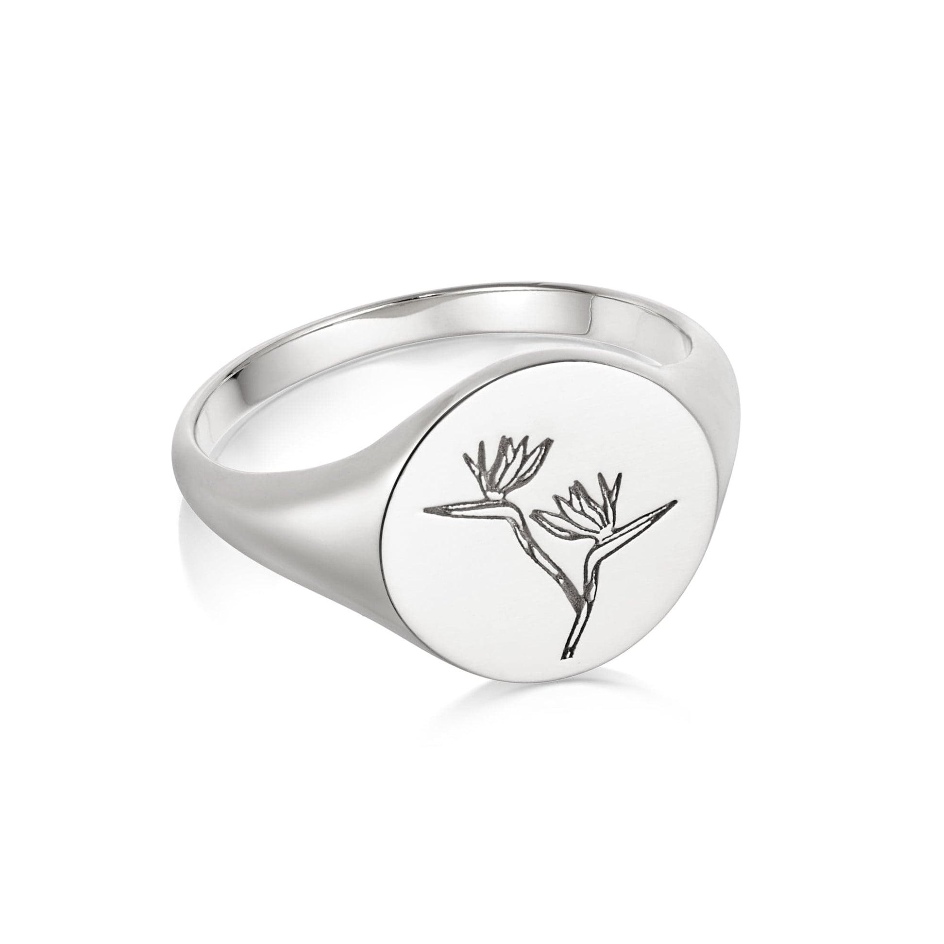 Bird Of Paradise Signet Ring Sterling Silver