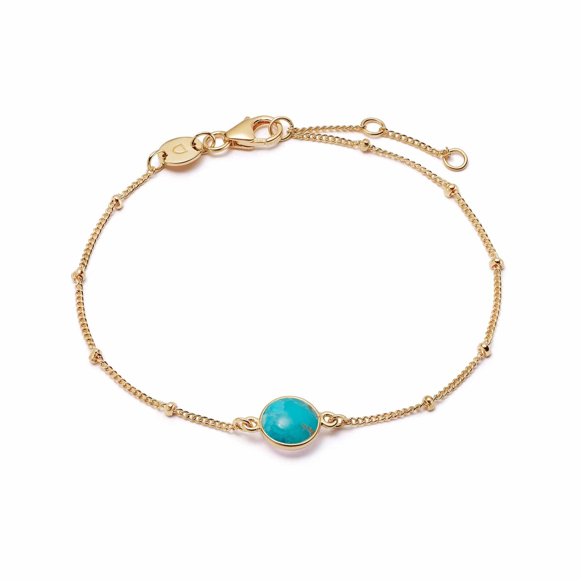 Turquoise Healing Stone Bobble Bracelet 18ct Gold Plate