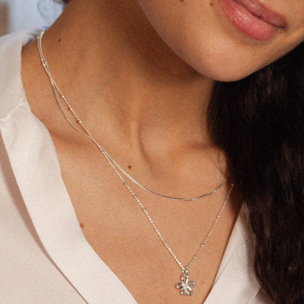 Box Layering Chain Necklace Sterling Silver