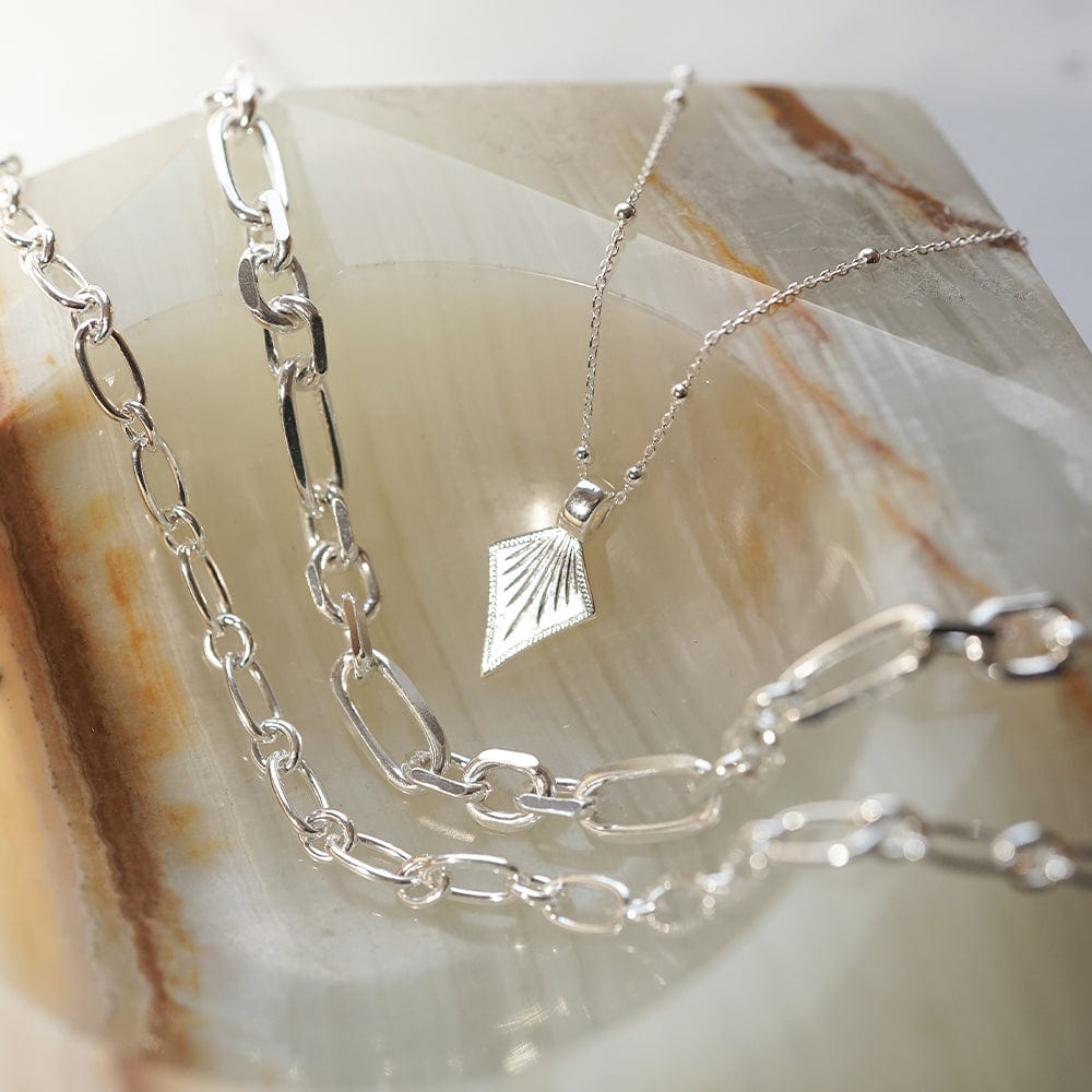 Chunky Chain Necklace Layering Set Sterling Silver