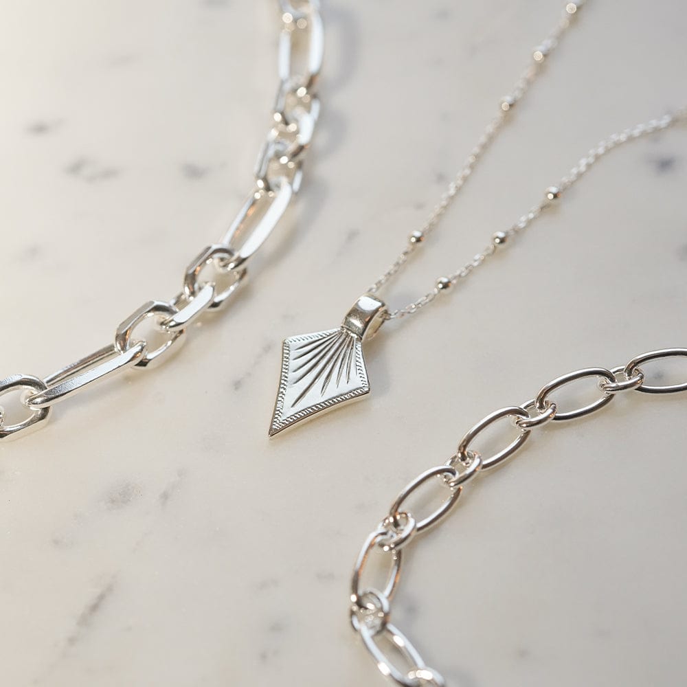 Chunky Chain Necklace Layering Set Sterling Silver