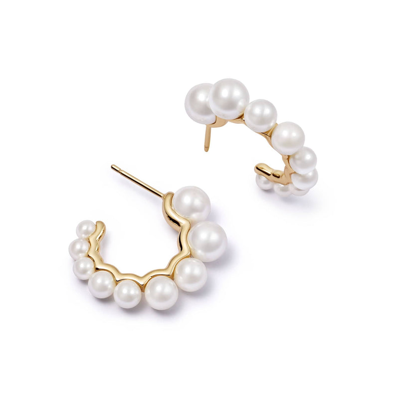 Chunky Pearl Hoop Earrings 18ct Gold Plate recommended