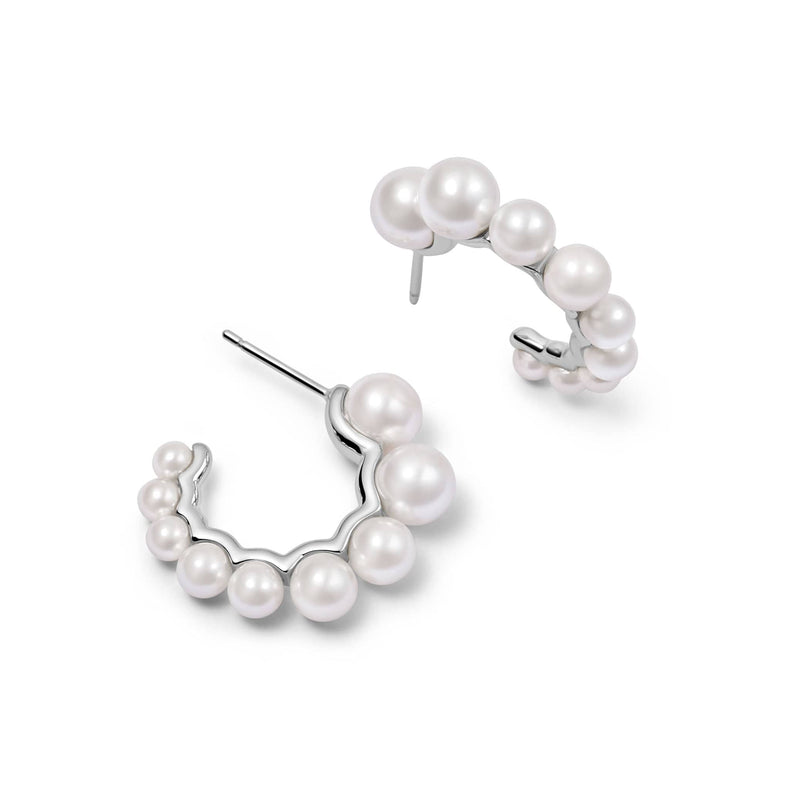 Chunky Pearl Hoop Earrings Sterling Silver recommended