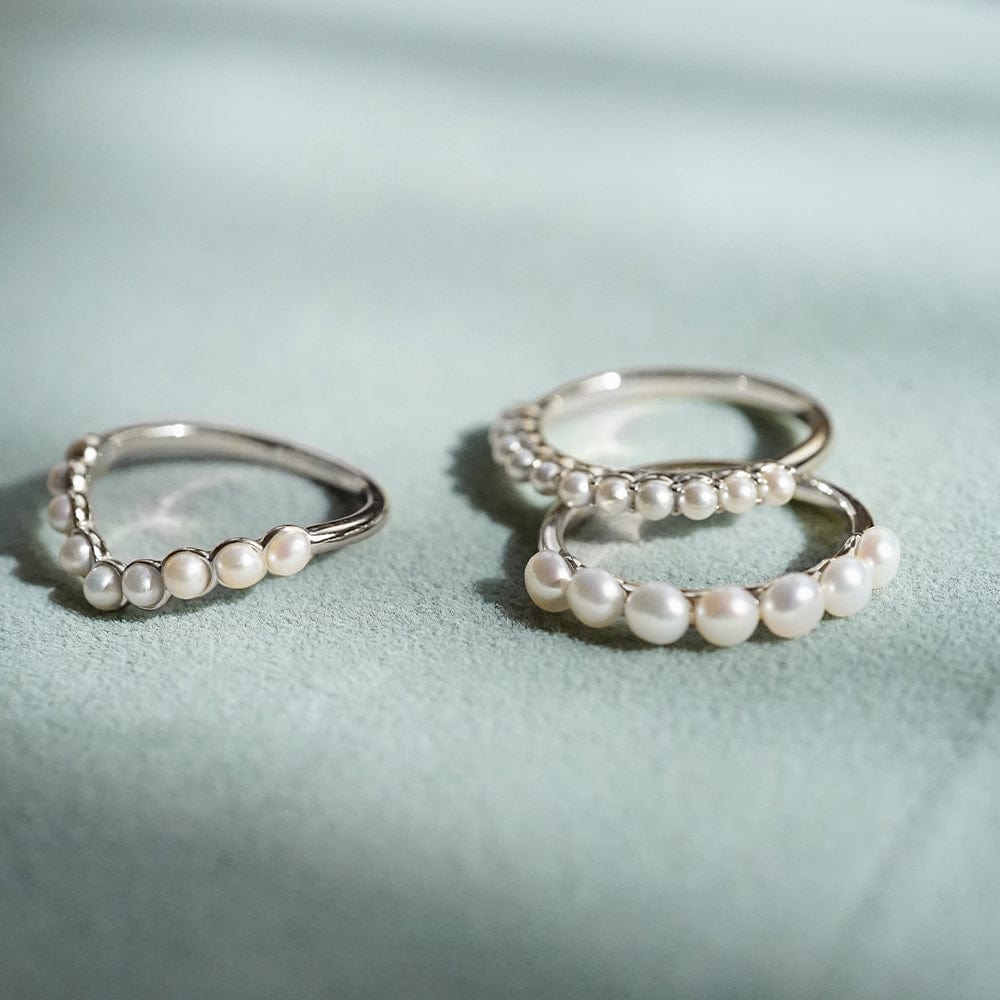 Chunky Pearl Band Ring Sterling Silver