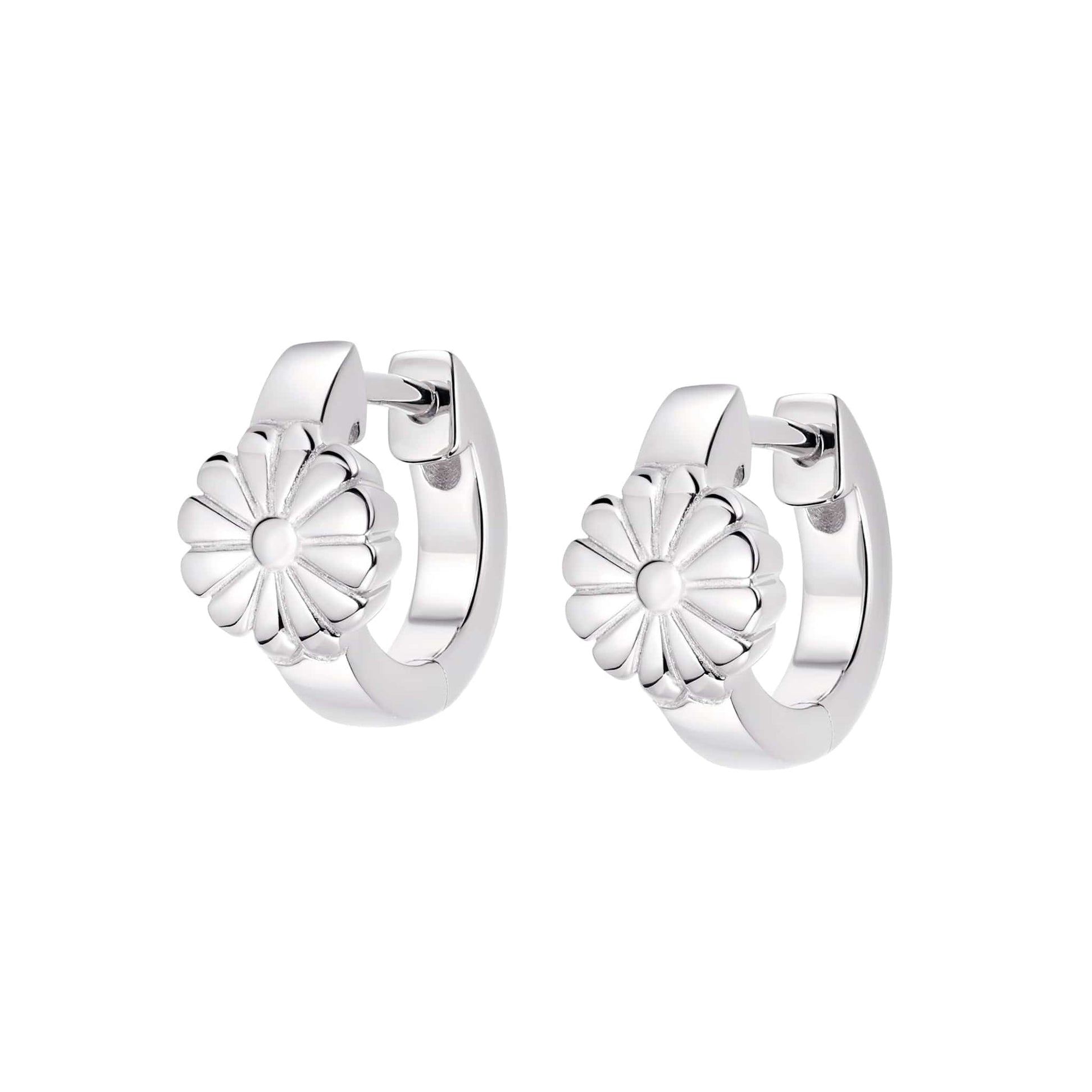 Daisy Bloom Huggie Earrings Sterling Silver