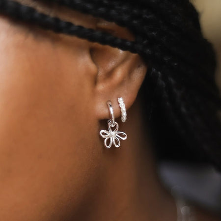 Daisy Bow Drop Earrings Sterling Silver recommended