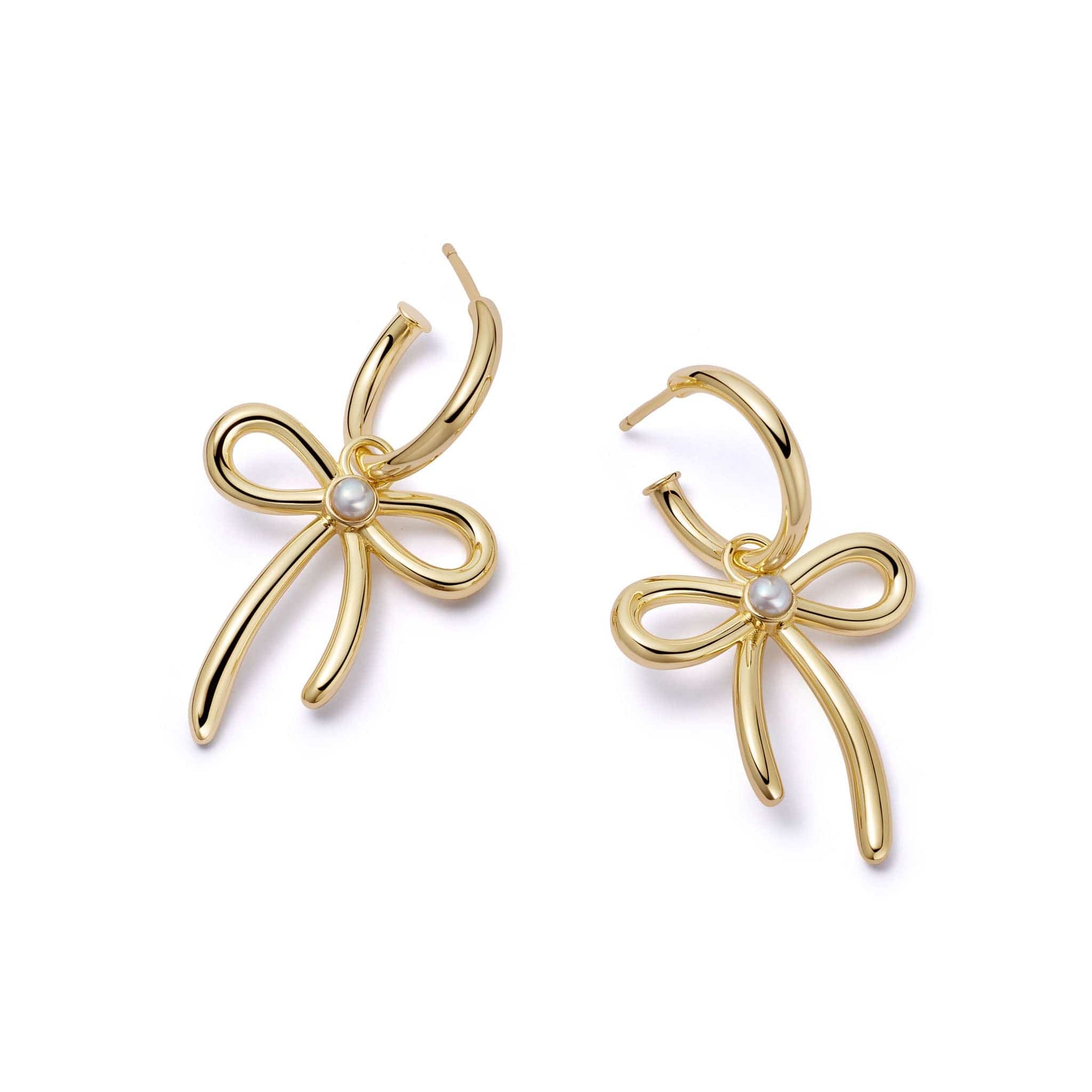 Daisy Bow Large Drop Earrings 18ct Gold Plate