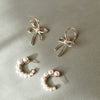 Daisy Bow Large Drop Earrings Sterling Silver