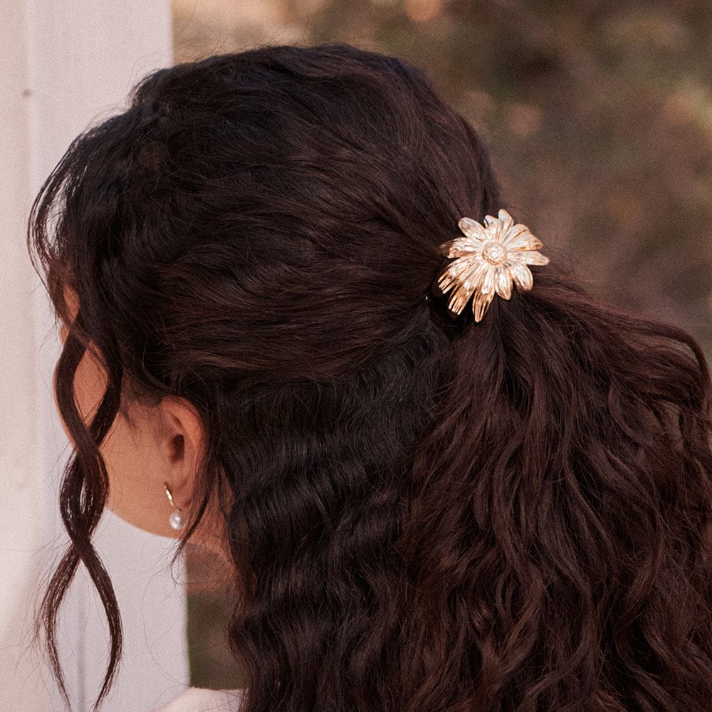 Daisy Hair Slide 18ct Gold Plate