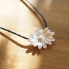 Daisy Large Cord Flower Necklace Sterling Silver