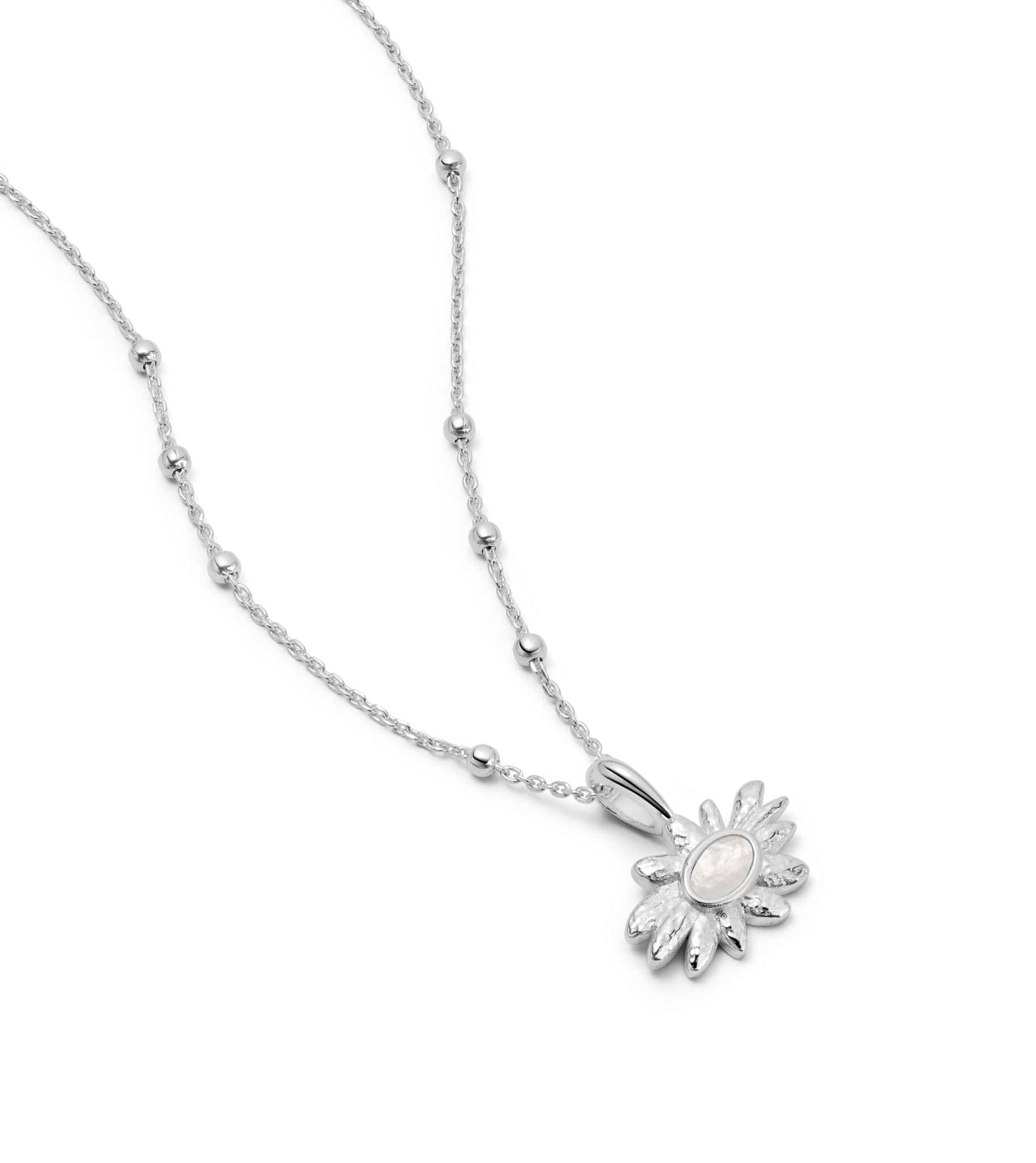 Daisy Mother of Pearl Flower Necklace Sterling Silver