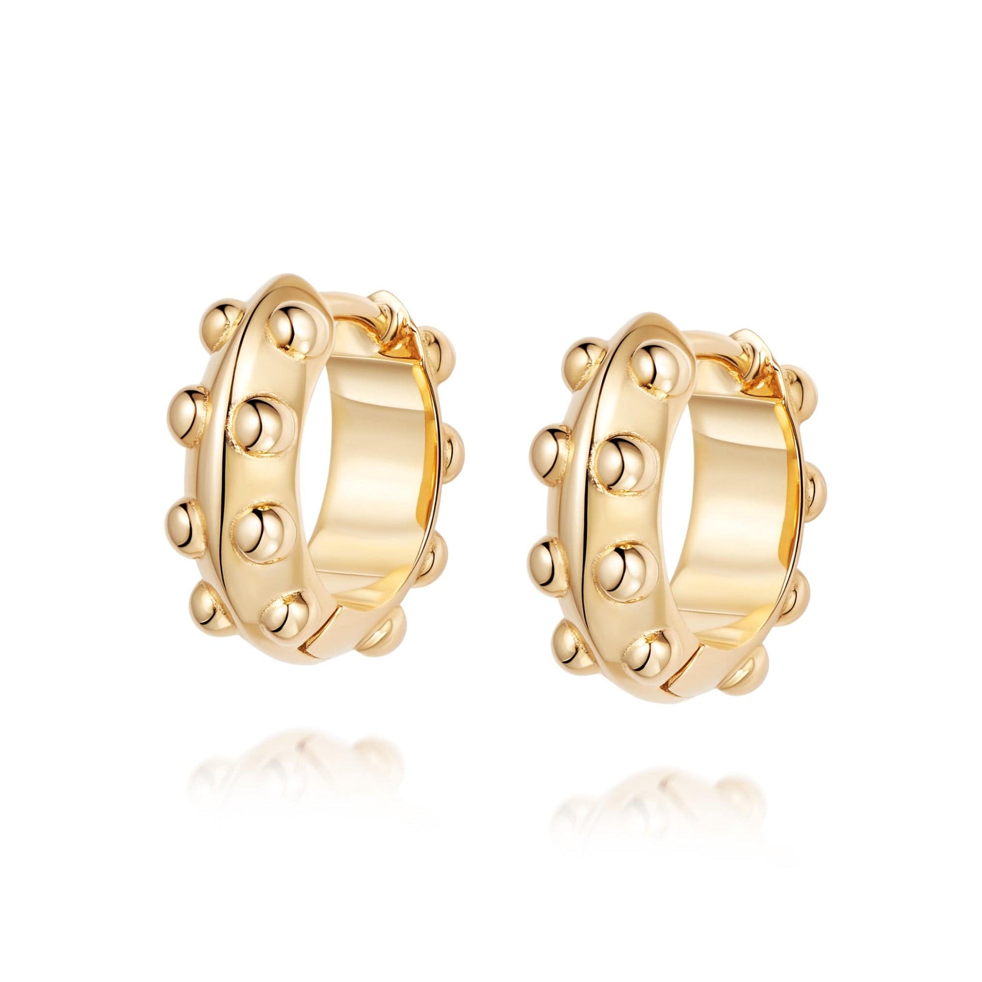 Dotted Huggie Hoop Earrings 18ct Gold Plate