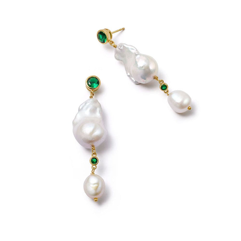 Double Baroque Pearl Drop Earrings 18ct Gold Plate recommended
