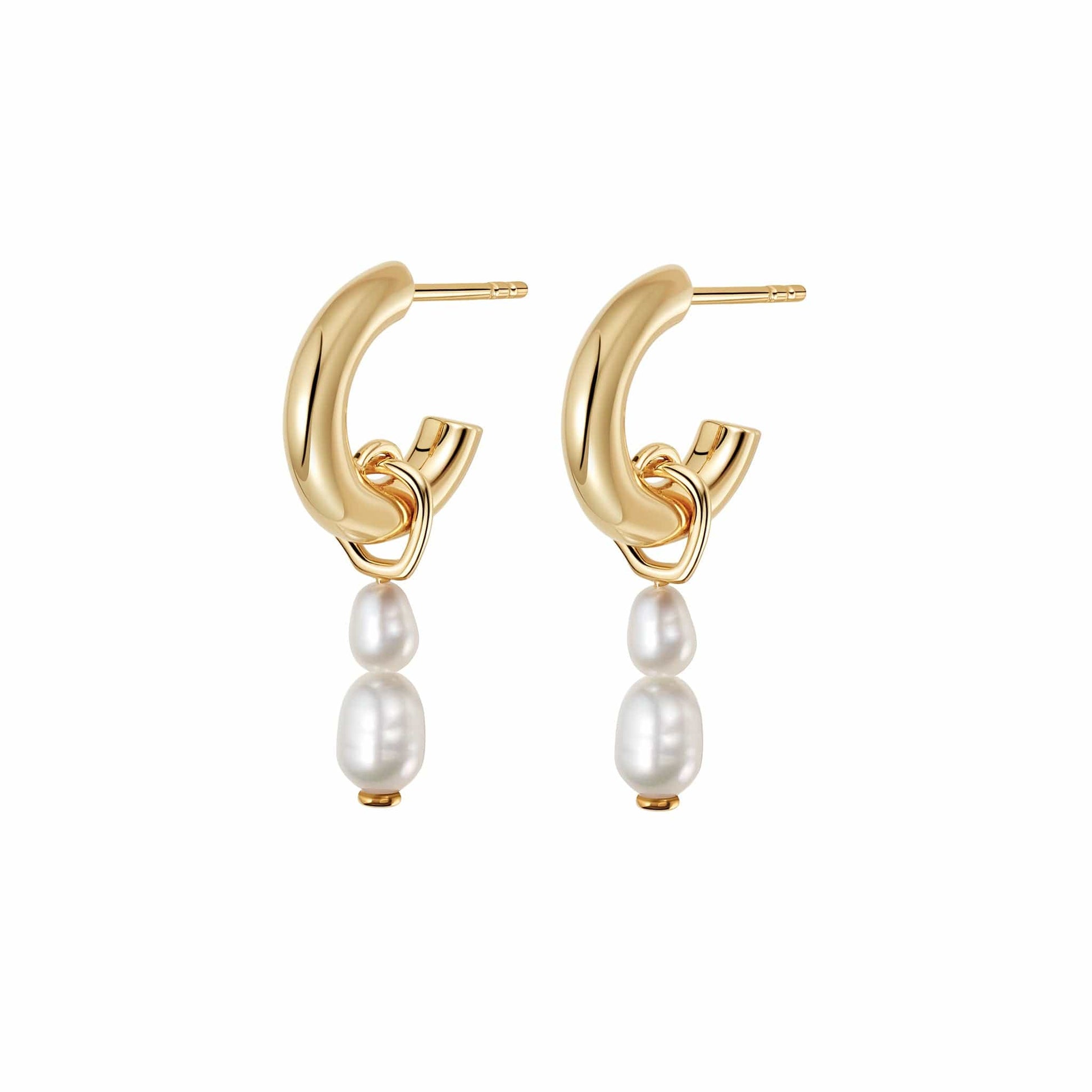 Double Baroque Pearl Hoop Earrings 18ct Gold Plate