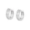 Double Ridge Huggie Hoop Earrings Sterling Silver