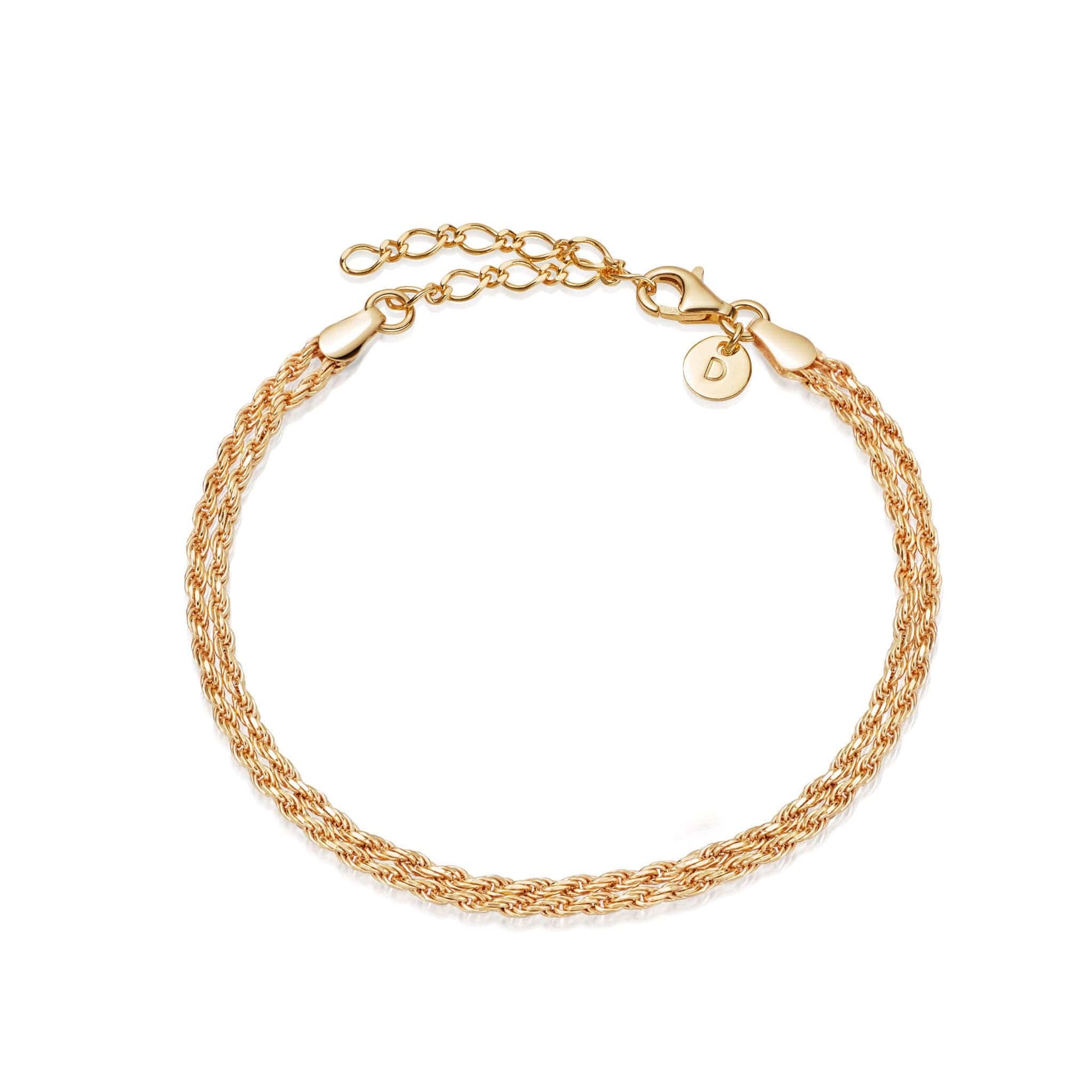 Double Rope Chain Bracelet 18ct Gold Plate