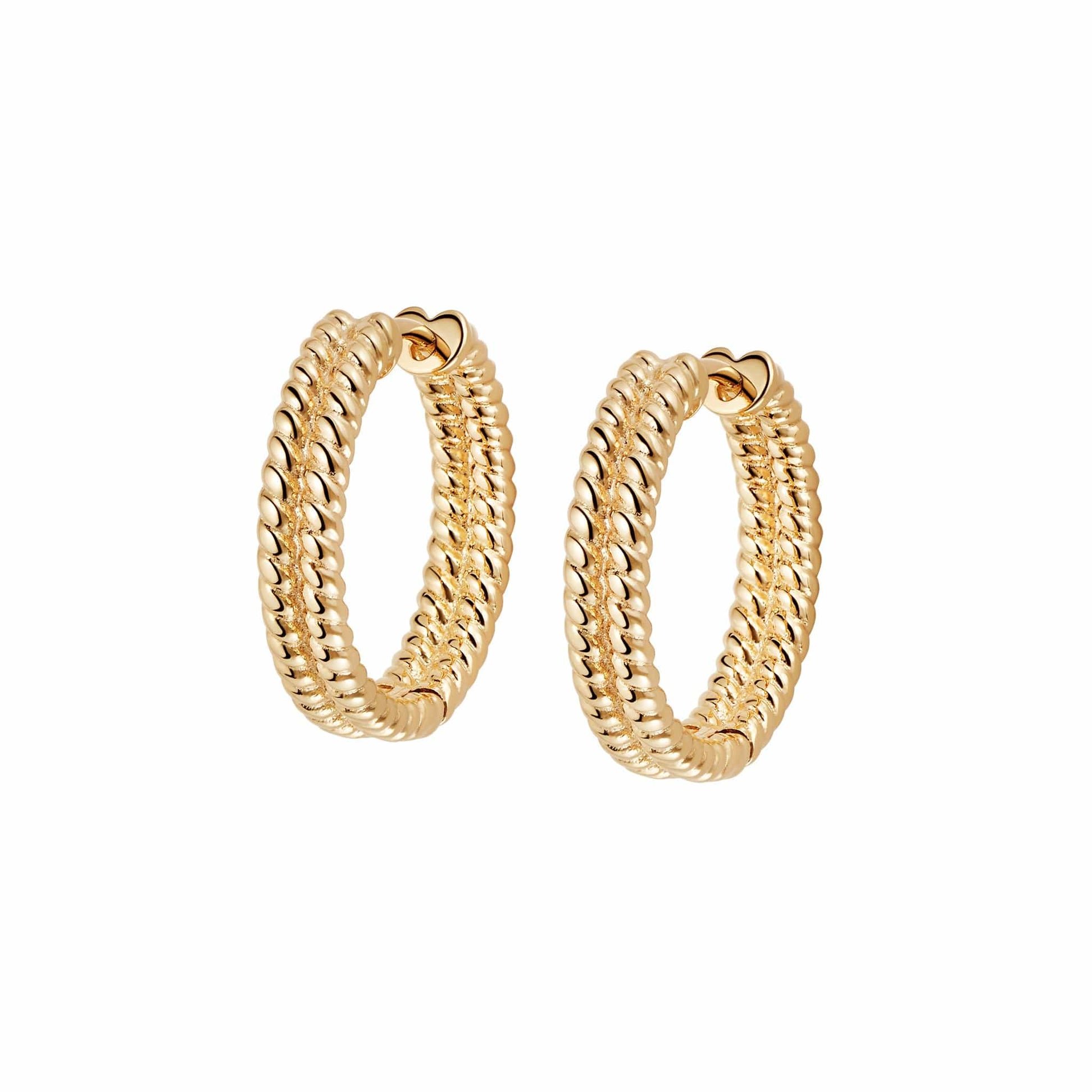 Double Rope Hoop Earrings 18ct Gold Plate