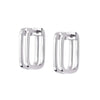 Double Square Huggie Hoop Earrings Sterling Silver