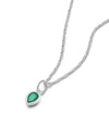 Emerald May Birthstone Charm Necklace Sterling Silver