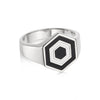 Enamel Hexagon Signet Ring Sterling Silver