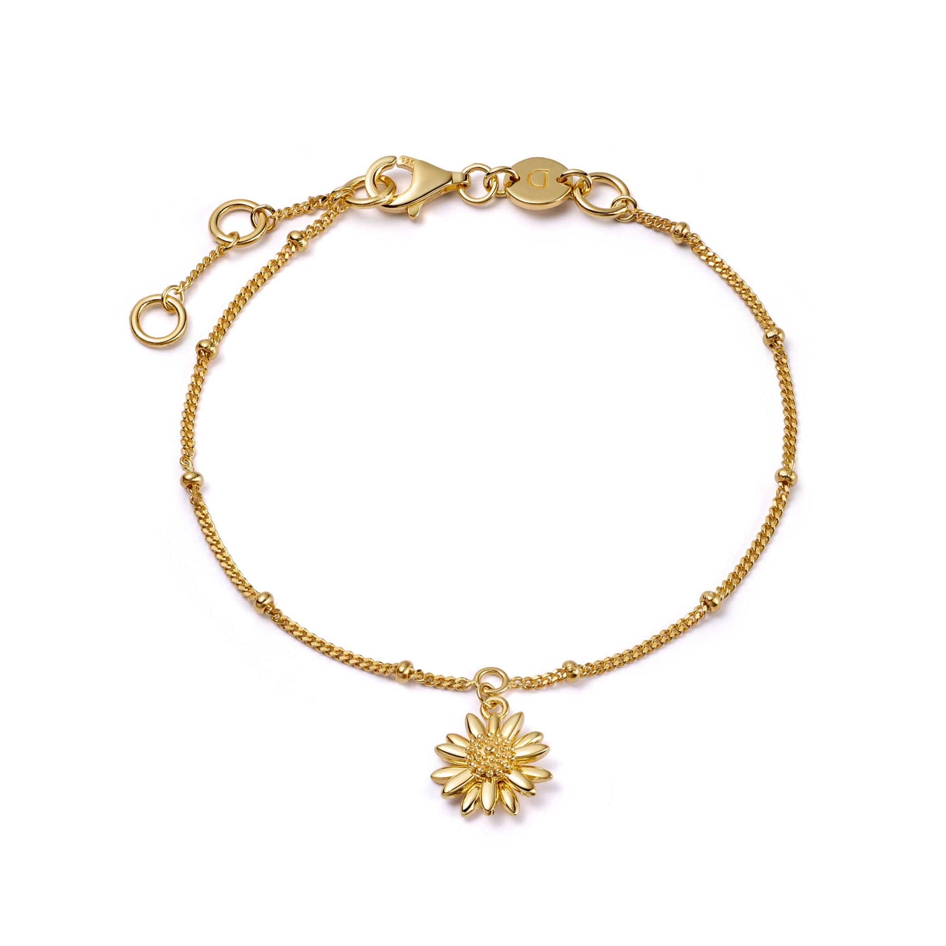 English Daisy Drop Bobble Bracelet 18ct Gold Plate