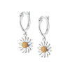 English Daisy Drop Earrings Sterling Silver