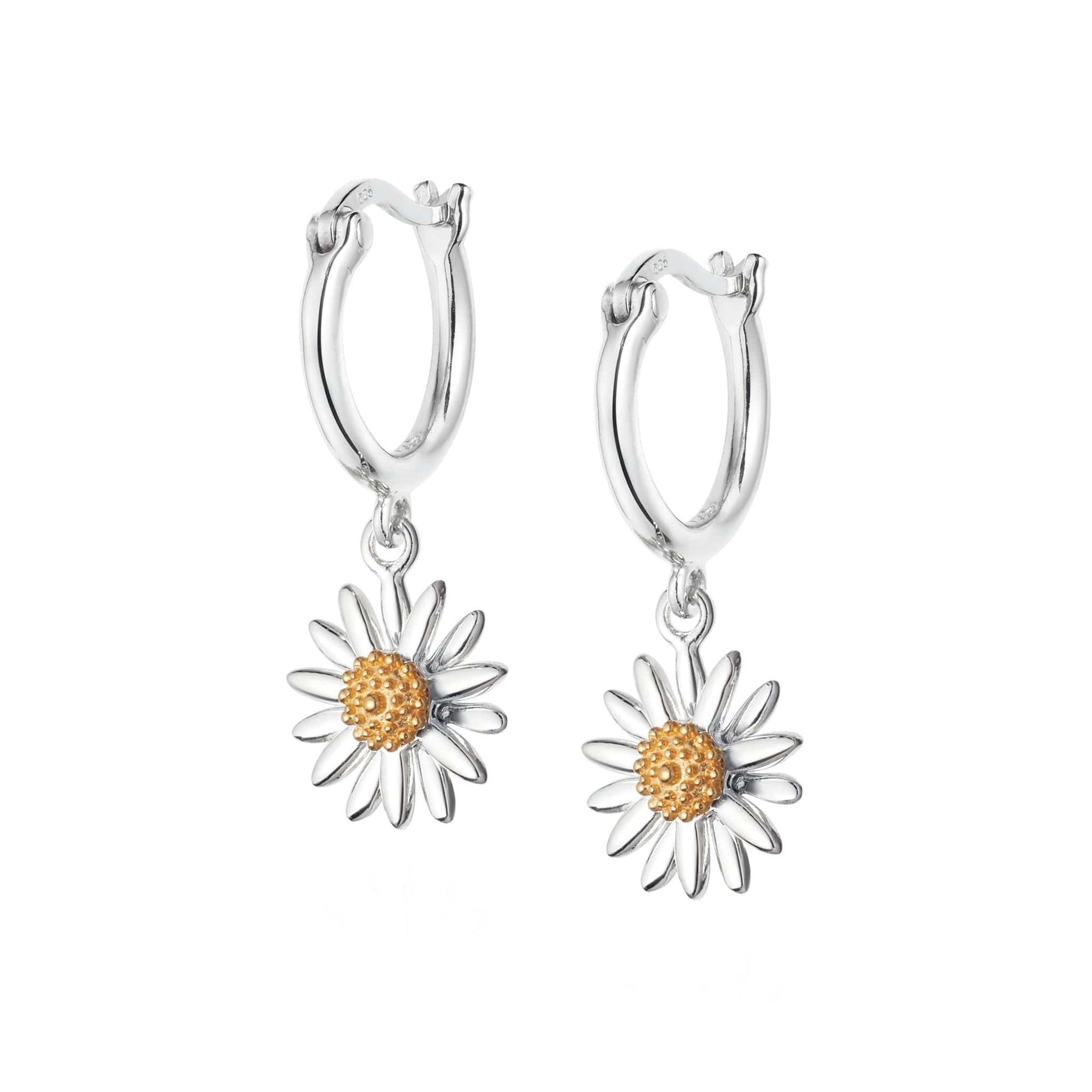 English Daisy Drop Earrings Sterling Silver