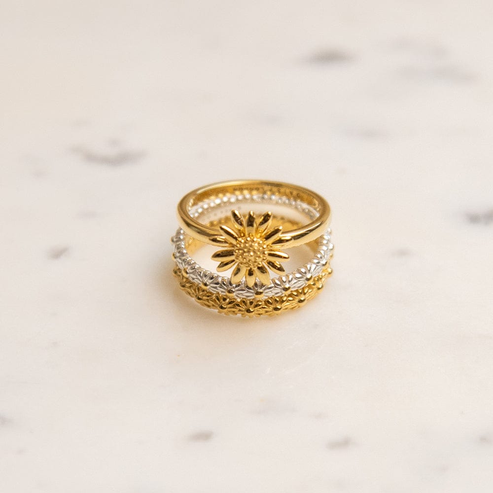 English Daisy Ring 18ct Gold Plate