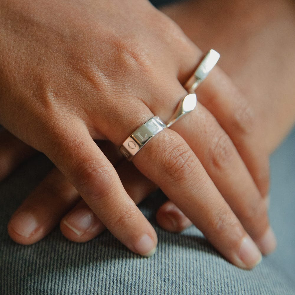 Engravable Geometric Band Ring Sterling Silver