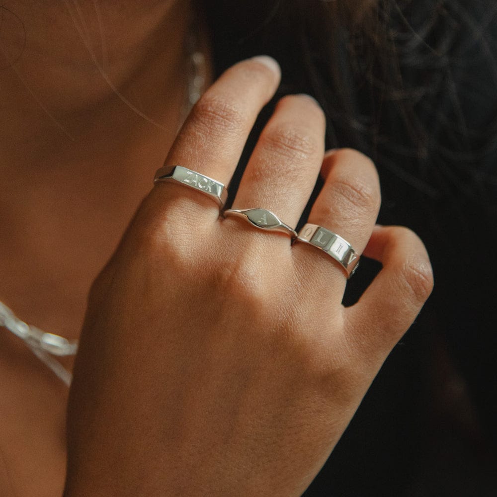 Engravable Rectangle Signet Ring Sterling Silver