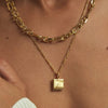 Engravable Square Pendant Necklace 18ct Gold Plate