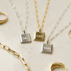 Engravable Square Pendant Necklace 18ct Gold Plate