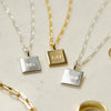 Engravable Square Pendant Necklace 18ct Gold Plate