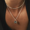 Engravable Square Pendant Necklace Sterling Silver