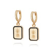 Engraved Enamel Drop Earrings 18ct Gold Plate