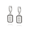 Engraved Enamel Drop Earrings Sterling Silver