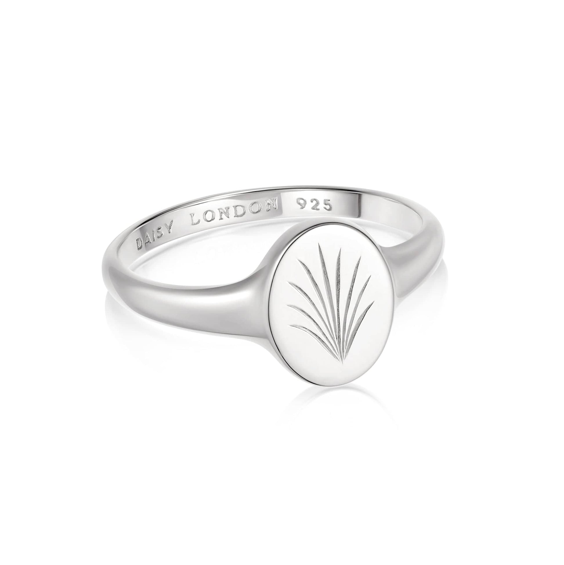 Engraved Palm Signet Ring Sterling Silver