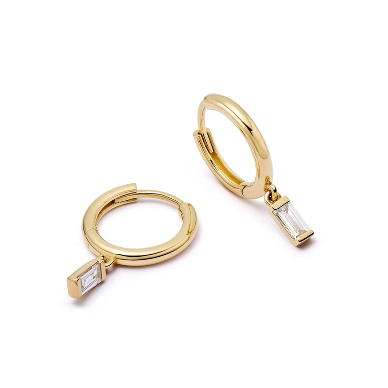 Estée Lalonde Fine Baguette Diamond Huggie Earrings 14ct Solid Gold recommended