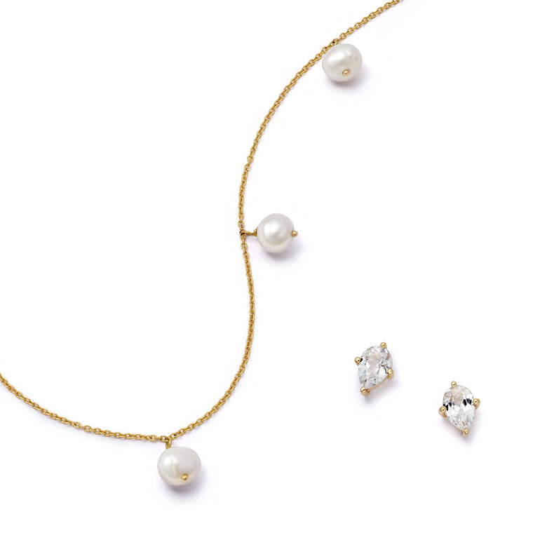 Estée Lalonde Fine Diamond and Pearl Layering Set 14ct Solid Gold recommended